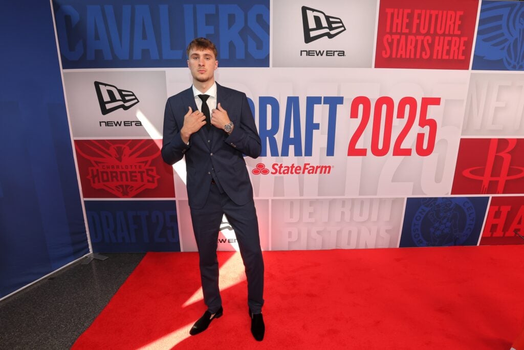Jun 25, 2025; Brooklyn, NY, USA; Cooper Flagg arrives before the first round of the 2025 NBA Draft at Barclays Center. Mandatory Credit: Brad Penner-Imagn Images